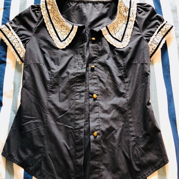 Lace black shirt, dress, blouse, T-shirt - Picture 7 of 8